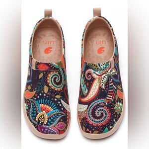 UIN Floral Art Sneaker Painted Canvas SlipOn TravelShoes(Wonder Mandala)NewNoBox